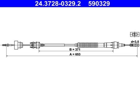 Трос, управление сцеплением ATE 24.3728-0329.2