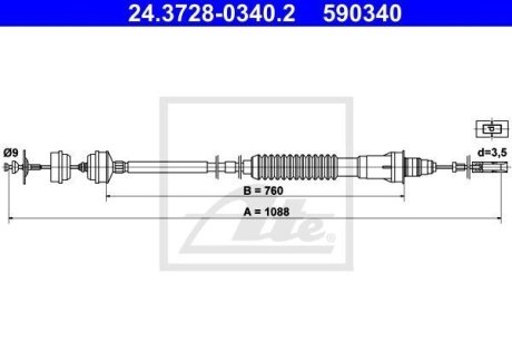 Трос, управление сцеплением ATE 24.3728-0340.2 (фото 1)