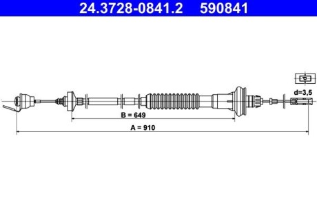 Трос, управление сцеплением ATE 24.3728-0841.2