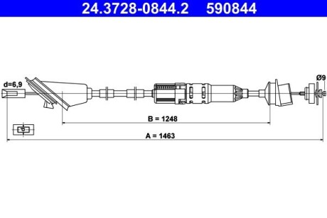 Трос, управление сцеплением ATE 24.3728-0844.2