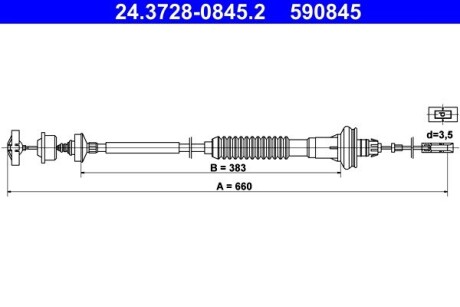 Трос, управление сцеплением ATE 24.3728-0845.2