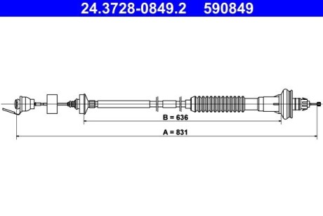 Трос, управление сцеплением ATE 24.3728-0849.2 (фото 1)