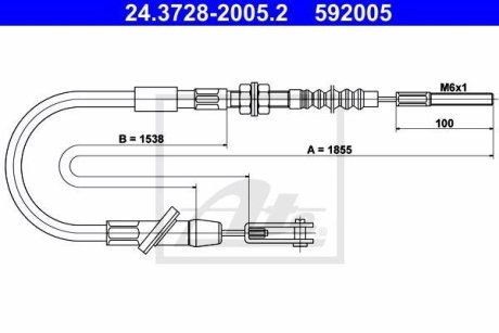 Трос, управление сцеплением ATE 24.3728-2005.2 (фото 1)