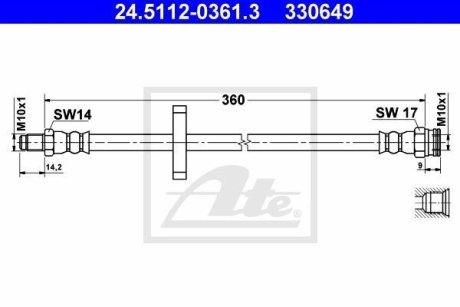 Тормозной шланг ATE 24.5112-0361.3 (фото 1)