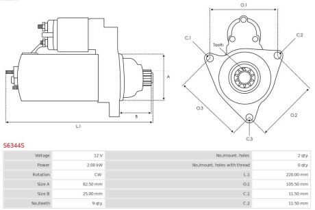 Стартер AUTO STARTER S6344S