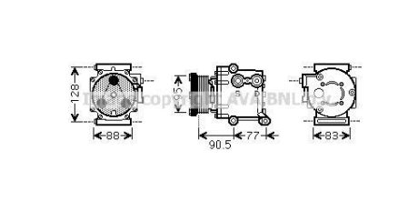 Компрессор кондиционера Ford Fiesta Fusion 1,25-1,6i, Fiesta 1,25-1,6i 08> AVA COOLING FDAK434