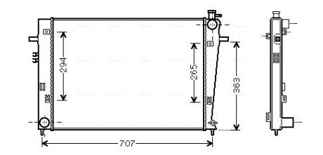 Радіатор, Система охолодження двигуна AVA COOLING HY2204 (фото 1)