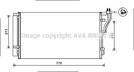 Радиатор кондиционера Hyundai Sonata 2.0-2.4i 09>14, Optima 2,0 2,4i 10> AVA COOLING HYA5246D (фото 1)