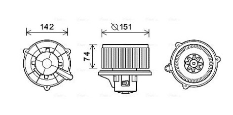 Вентилятор обігрівача салону Kia Rio (00-05) 1.3i 1.5i AVA AVA COOLING KA8224 (фото 1)