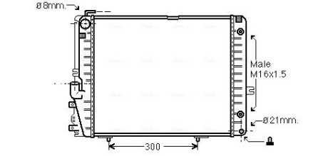 Радіатор охолодження двигуна MB W124 MT/AT + AC 89-96 (Ava) AVA COOLING MSA2072 (фото 1)