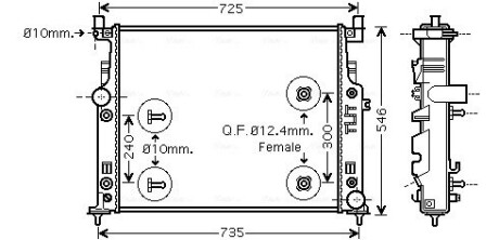 Радиатор охлаждения двигателя MB ML 164 280-350CDI 350i 05> AT AC+/- AVA AVA COOLING MSA2436