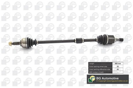 Піввісь Nissan Micra/Note 1.2-1.6 02-14 (23/26) 890mm Л. BGA DS6310R