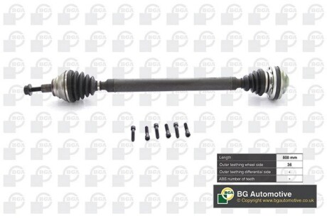 Піввісь Caddy 1.6/2.0TDI 10-16 (36z/808mm) Пр. BGA DS9631R