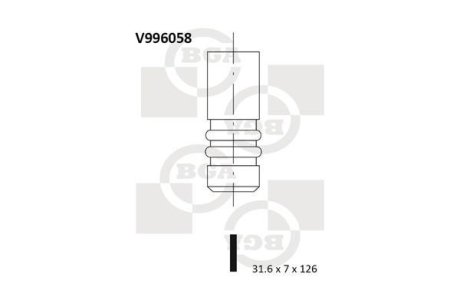 Клапан IN Peugeot XU10 J4R 7X34.6X106.4 BGA V996058 (фото 1)