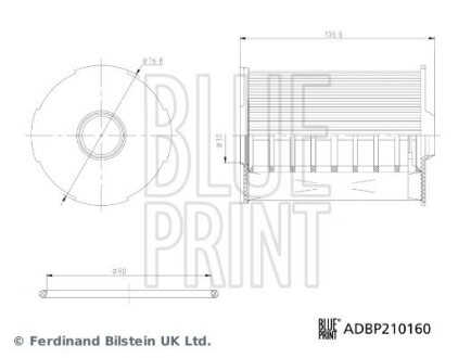 Фільтр масла з ущільнюючим кільцем BLUE PRINT ADBP210160