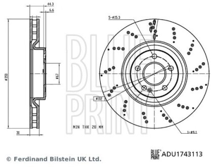 Тормозной диск BLUE PRINT ADU1743113 (фото 1)