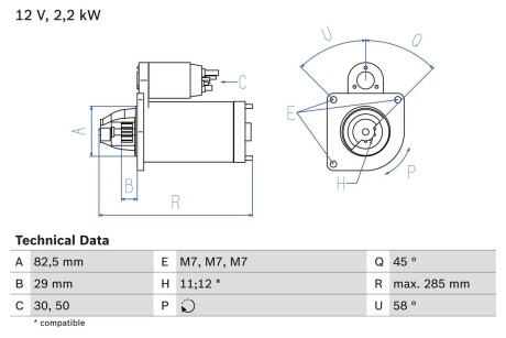 Стартер BOSCH 0 986 010 600 (фото 1)