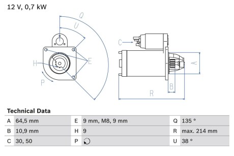 Стартер BOSCH 0 986 017 030