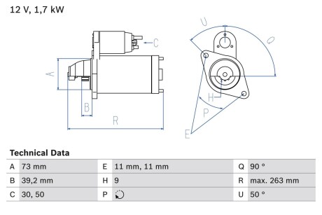 Стартер BOSCH 0 986 017 440 (фото 1)