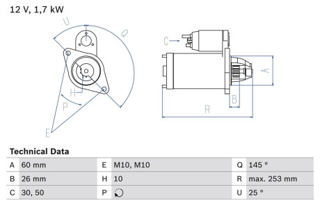 Стартер BOSCH 0 986 017 890