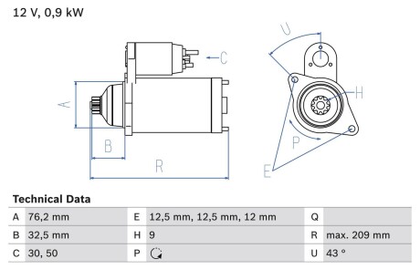 Стартер BOSCH 0 986 019 890