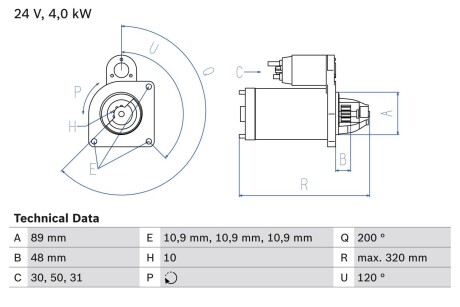 Стартер BOSCH 0 986 020 170