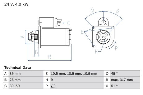 Стартер BOSCH 0 986 021 000