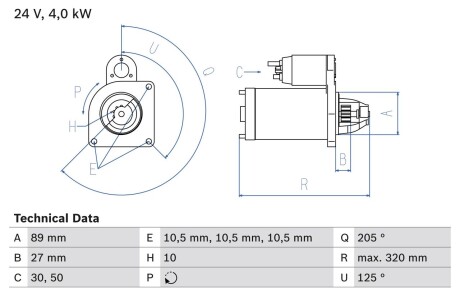 Стартер BOSCH 0 986 021 190