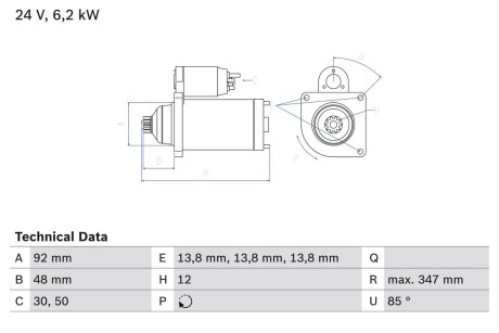 Стартер BOSCH 0 986 022 980