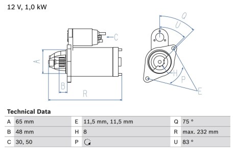 Стартер BOSCH 0 986 023 470 (фото 1)