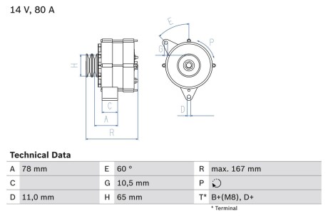 Генератор BOSCH 0 986 034 120