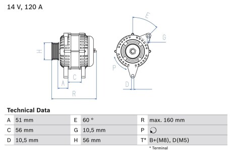 Генератор BOSCH 0 986 039 250 (фото 1)