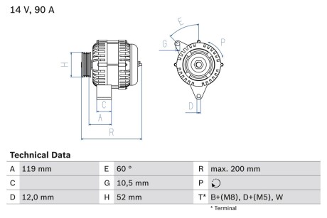 Генератор BOSCH 0 986 039 660 (фото 1)