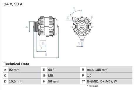 Генератор BOSCH 0 986 040 180