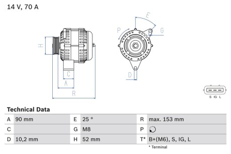 Генератор BOSCH 0 986 040 531 (фото 1)