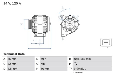 Генератор BOSCH 0 986 041 150