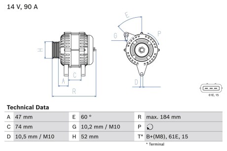 Генератор BOSCH 0 986 041 190