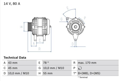 Генератор BOSCH 0 986 042 081