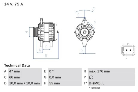 Генератор BOSCH 0 986 042 191