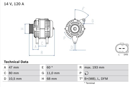 Генератор BOSCH 0 986 042 820