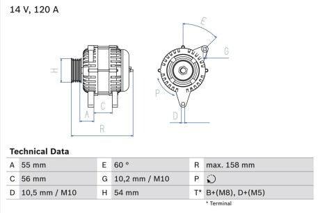 Генератор BOSCH 0 986 044 410