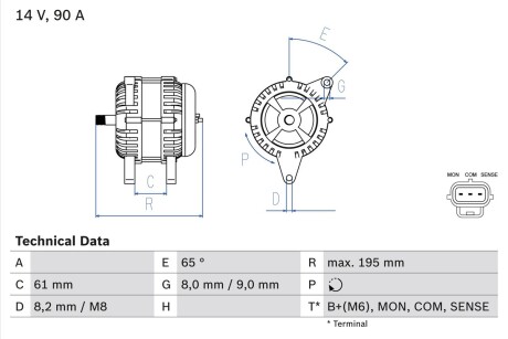 Генератор BOSCH 0 986 044 651