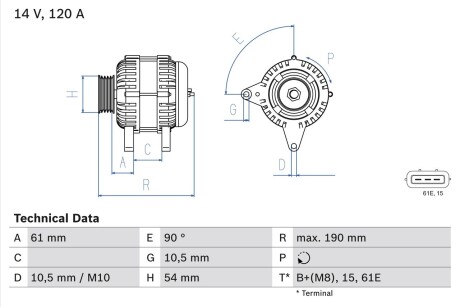 Генератор BOSCH 0 986 044 841