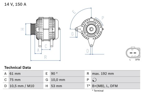 Генератор BOSCH 0 986 045 251 (фото 1)