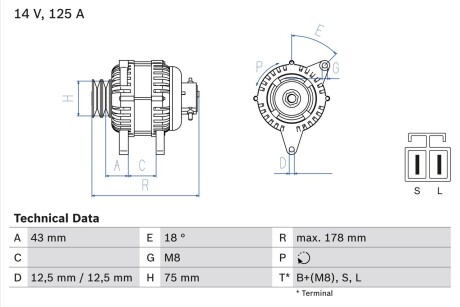 Генератор BOSCH 0 986 045 611