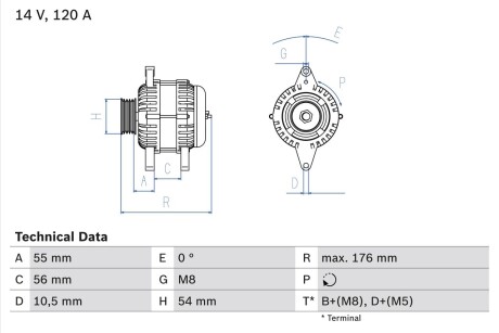 Генератор BOSCH 0 986 046 150 (фото 1)