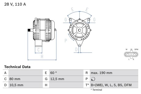 Генератор BOSCH 0 986 046 590