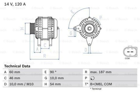 Генератор BOSCH 0 986 080 350 (фото 1)