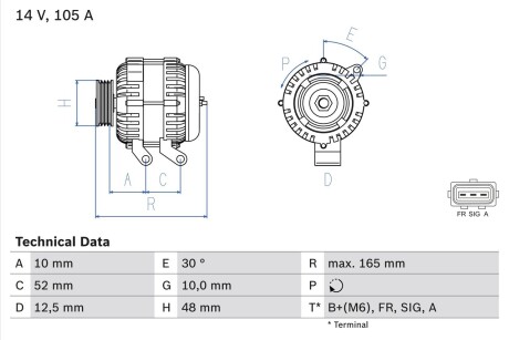 Генератор BOSCH 0 986 080 440 (фото 1)