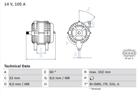 Генератор BOSCH 0 986 081 090